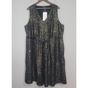 NWT BloomChic Sleeveless Mesh Dress Womens 22/24 Sparkle Black Gold